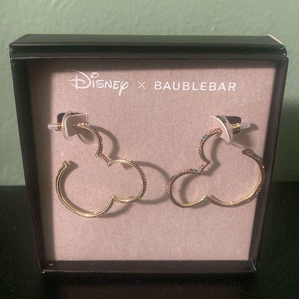 Disney X BaubleBar Mickey outline with colored rhinestones